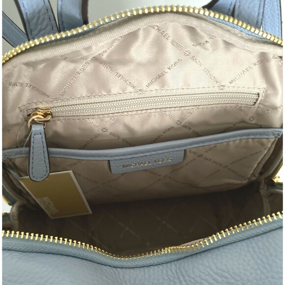 New Michael Kors Erin Medium Backpack Pebble Leather Pale Blue Studs main image 4